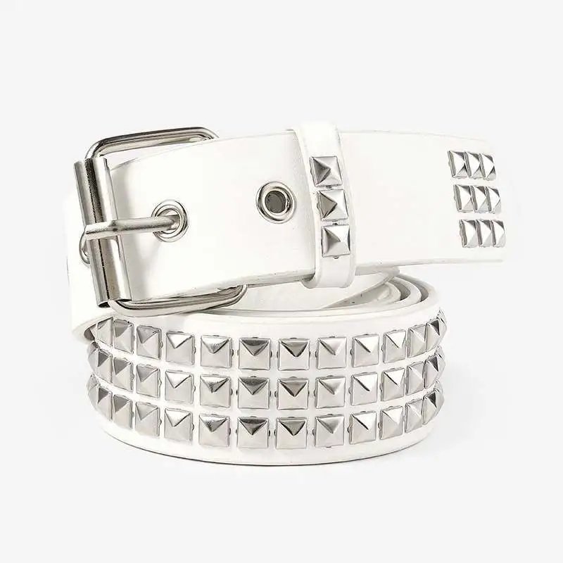 White Belt with Silver Pyramid Studs 3.8*110CM