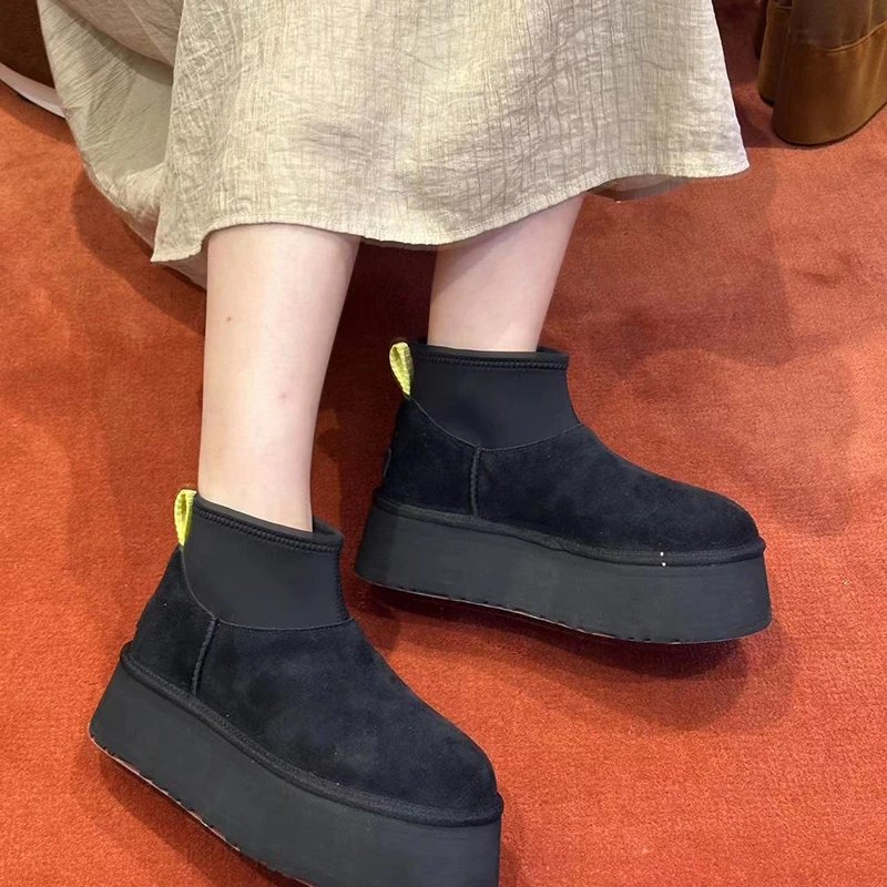 UGG Neumel Platform Boots Black with Neon Yellow Pull Tab Ankle Boots - 2