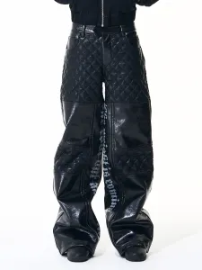 Design Quilted Vinyl Wide-Leg Pants Black