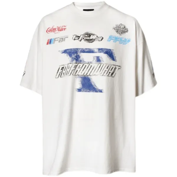 Far From What Graphic Print Oversized T-Shirt White - 1