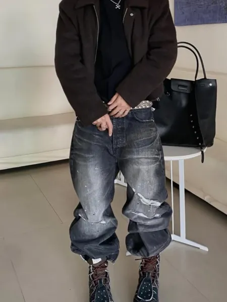 Denim Tears Distressed Black Wash Jeans - 2