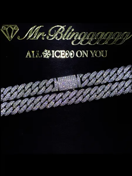 Design Cuban Link Chain Necklace Silver Iced Out Jewelry - 4