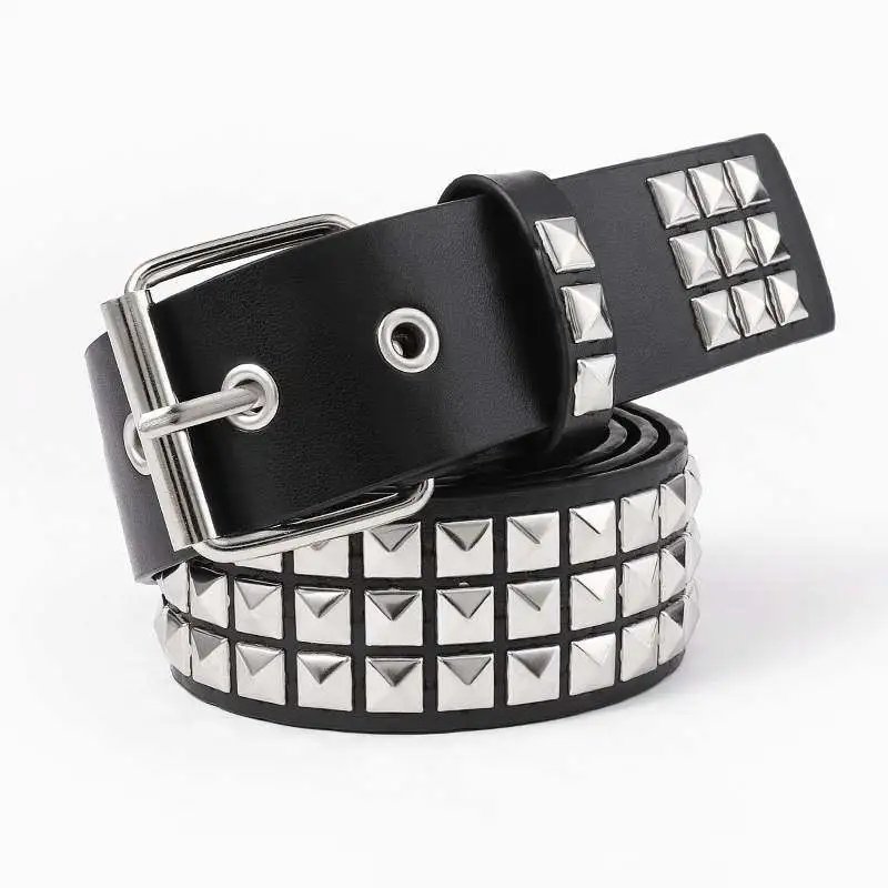 Black Belt with Silver Pyramid Studs 3.8*110CM