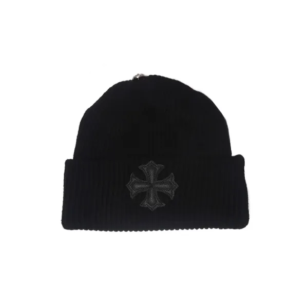 Chrome Hearts Cross Embroidered Black Beanie - 5