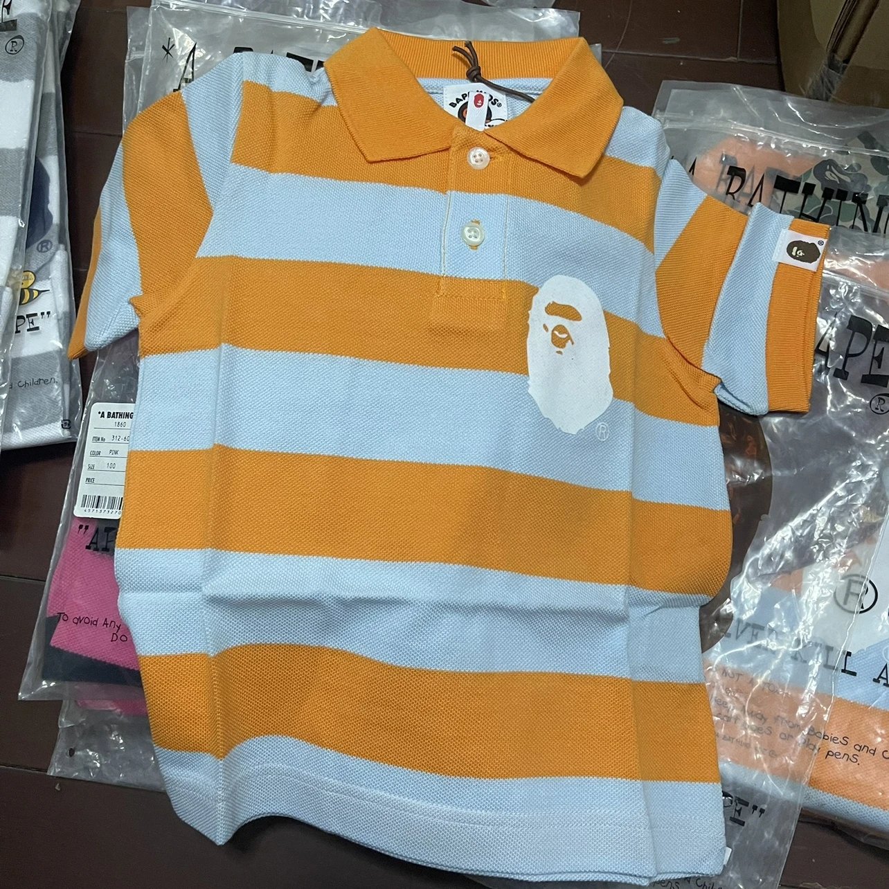 Not  Big Sale Shanghai Bape Kids Stripesd Polo Tee
