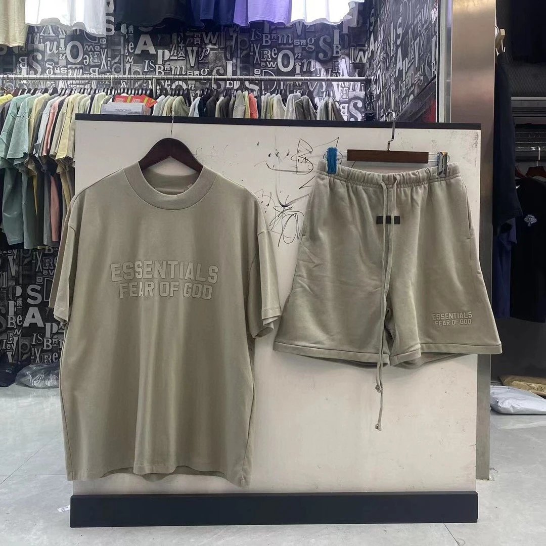 Fear of God Essentials Oversized T-Shirt and Drawstring Shorts Set Sage Green - 5