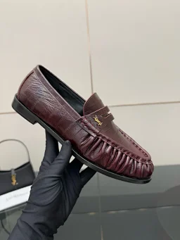 thumbnail for Haute Couture New Full Leather Couple Metal Buckle Loafers, One Kick Slip-On Shoes, Business Casual Versatile Shoes