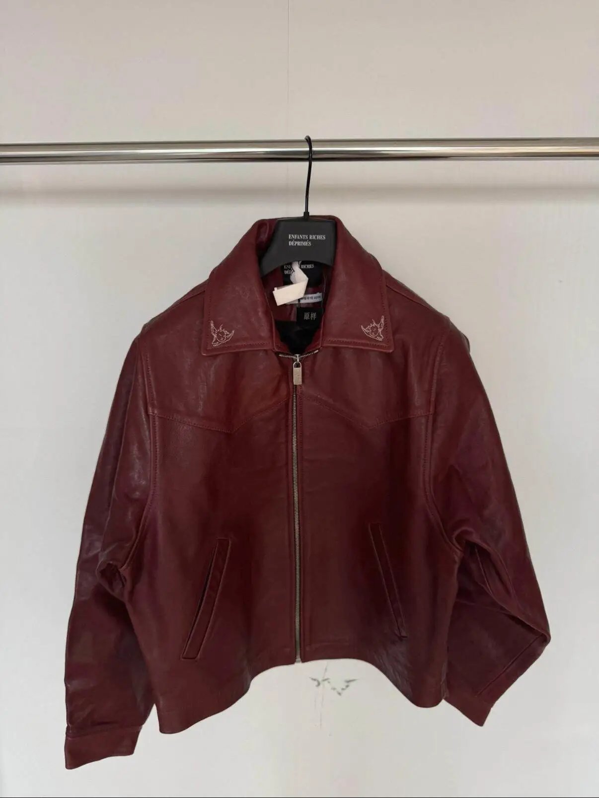 ERD Melancholy Rich Second Generation Love Principle Embroidered Collar Jacket American Casual Loose Washed Outdated Coat
