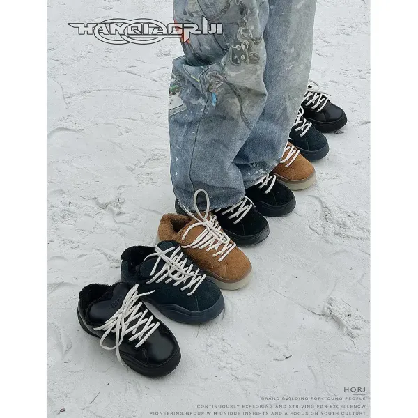 Design Chunky Platform Sneaker with Faux Fur Collar Black - 4