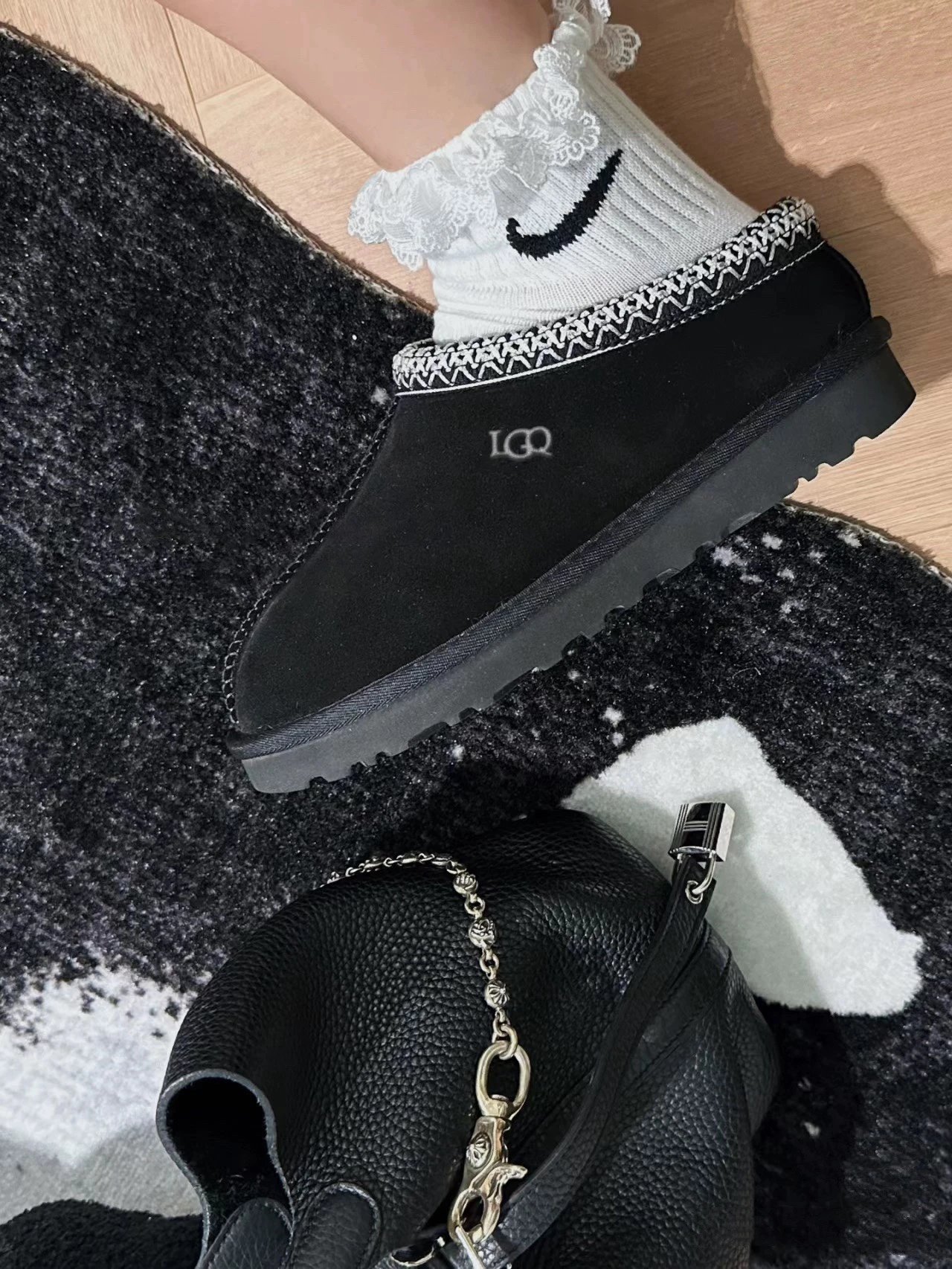 UGG Tasman Black Suede Slip-On Boots - 1
