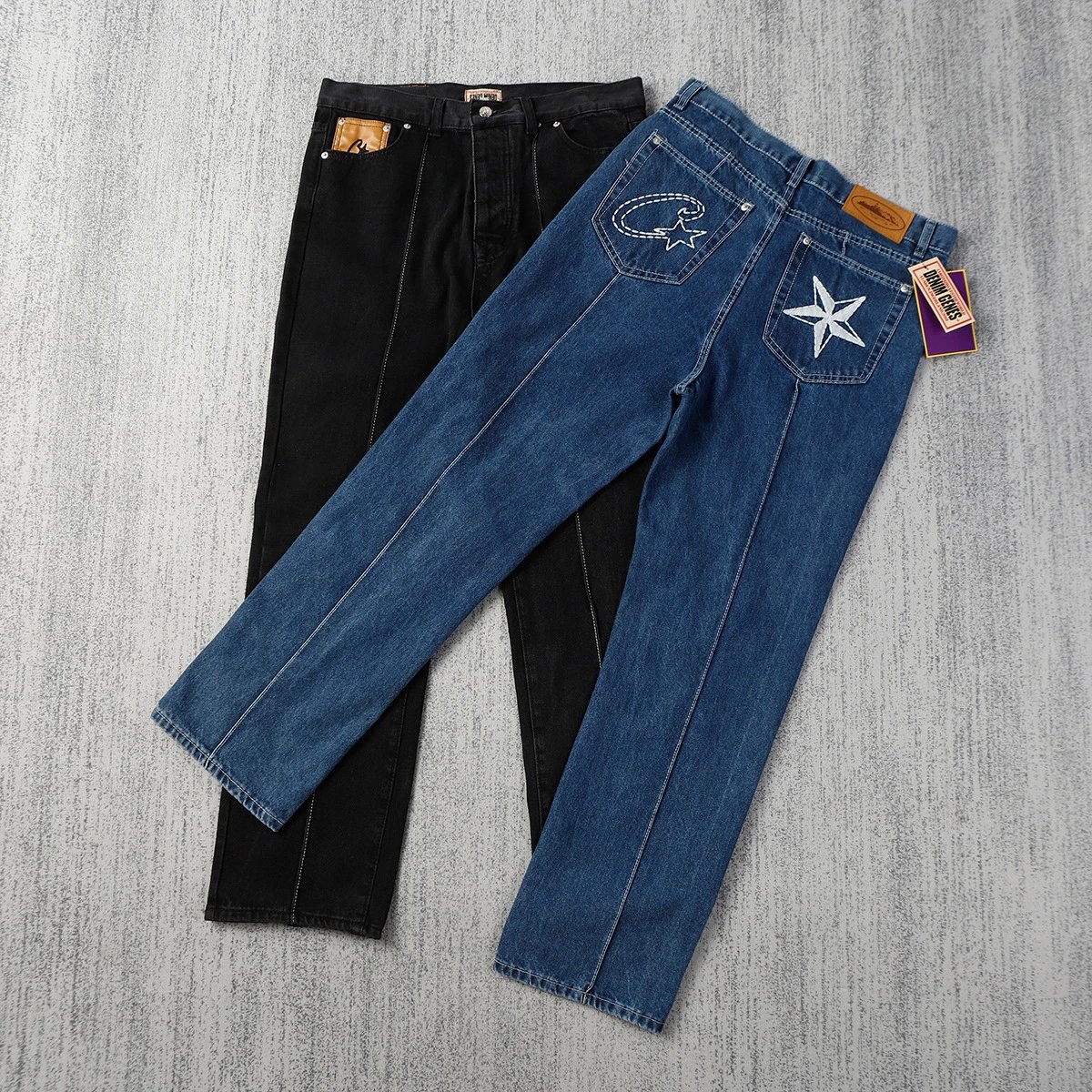 Cross border foreign trade, European and American trendy brands, new logo printing, retro straight leg jeans, pants