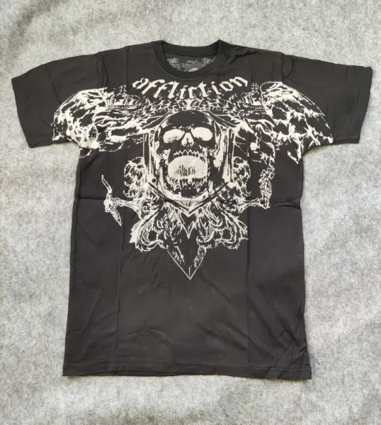 Design Affliction Skull Crest Black T-Shirt Tops.t Shirts - 1