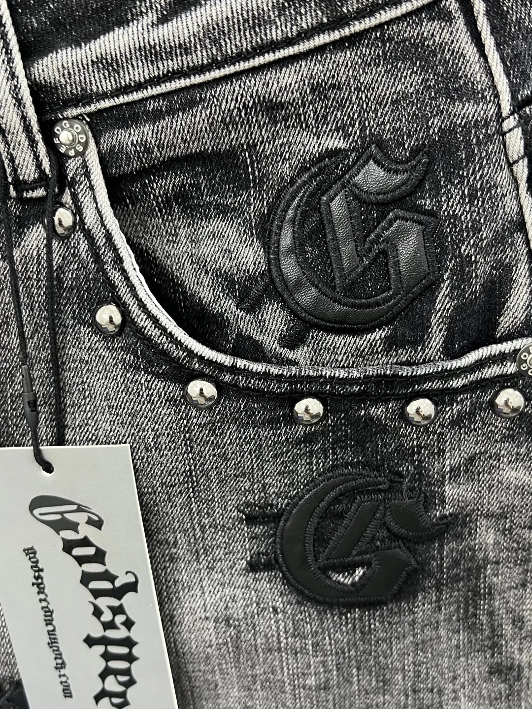 Godspeed Embroidered Logo Denim Shorts Black - 5