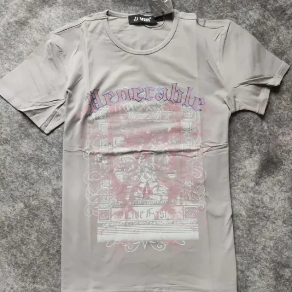 Design Veni Venerable Graphic Print T-Shirt Gray Tops.t Shirts - 1