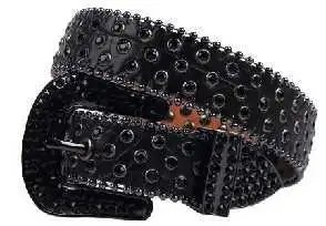 Design Studded Leather Belt Black