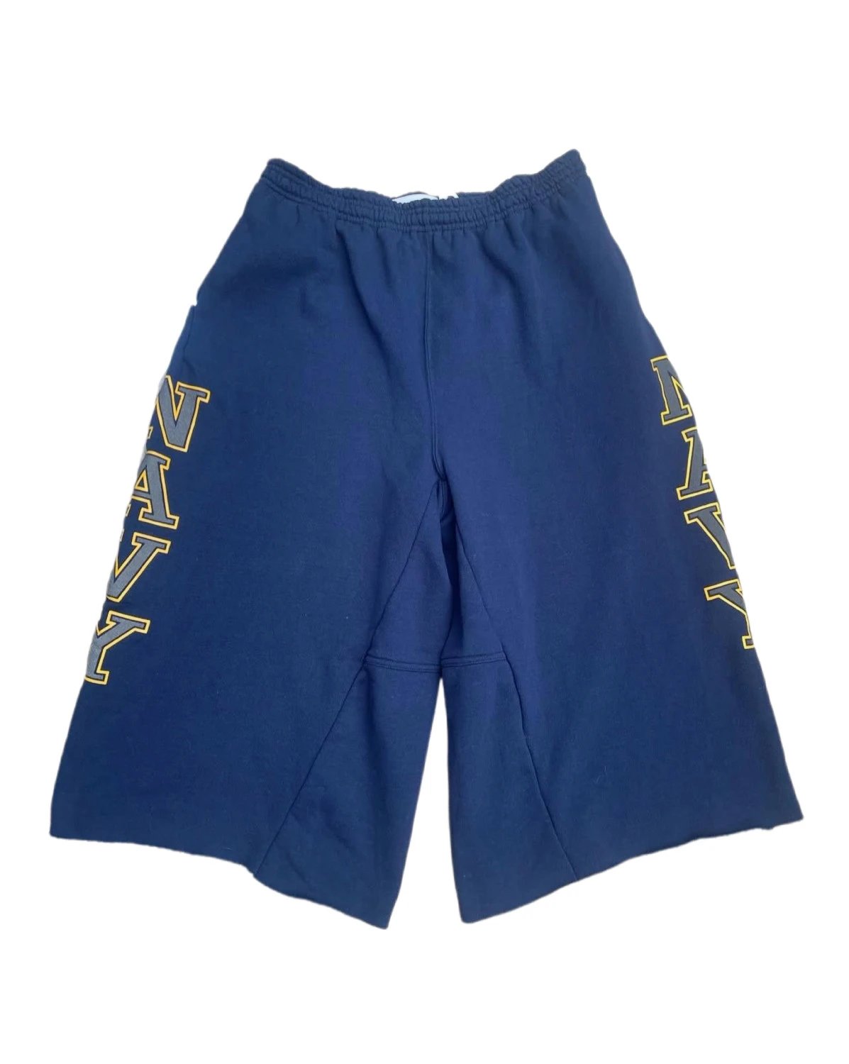 Joshua Jamal 25SS Sweat Shorts Washed Distressed Letter Print Navy