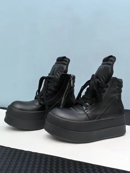 Rick Owens DRKSHDW Roller High-Top Black and Cream Platform Boots - 2