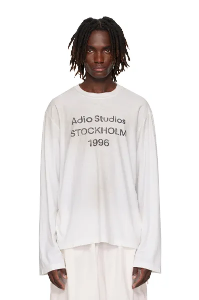 Acne Studios Adio Studios Stockholm 1996 Long Sleeve T-Shirt White T-Shirts - 1