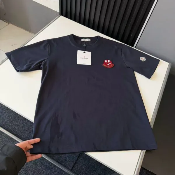 Moncler Logo-Embroidered Black T-Shirt - 2