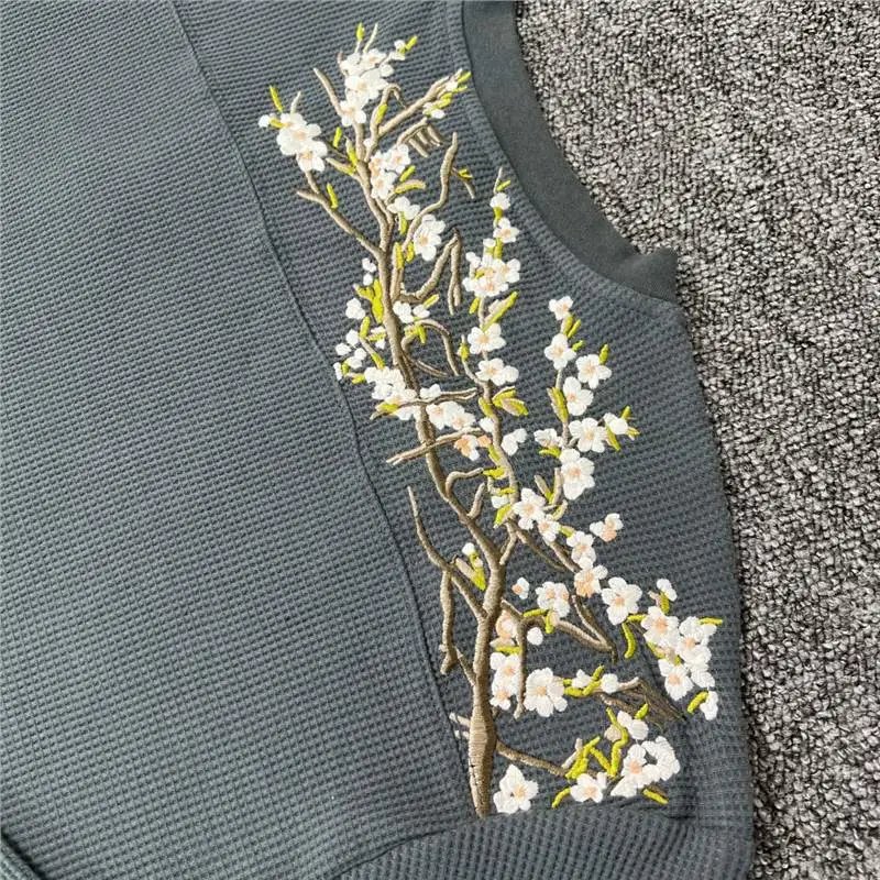 Design Cherry Blossom Embroidered Long Sleeve Top White - 5