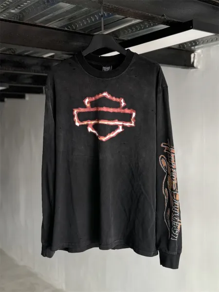 Harley-Davidson Distressed Bar & Shield Long Sleeve T-Shirt Black - 1