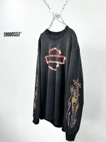 Harley-Davidson Distressed Bar & Shield Long Sleeve T-Shirt Black - 5