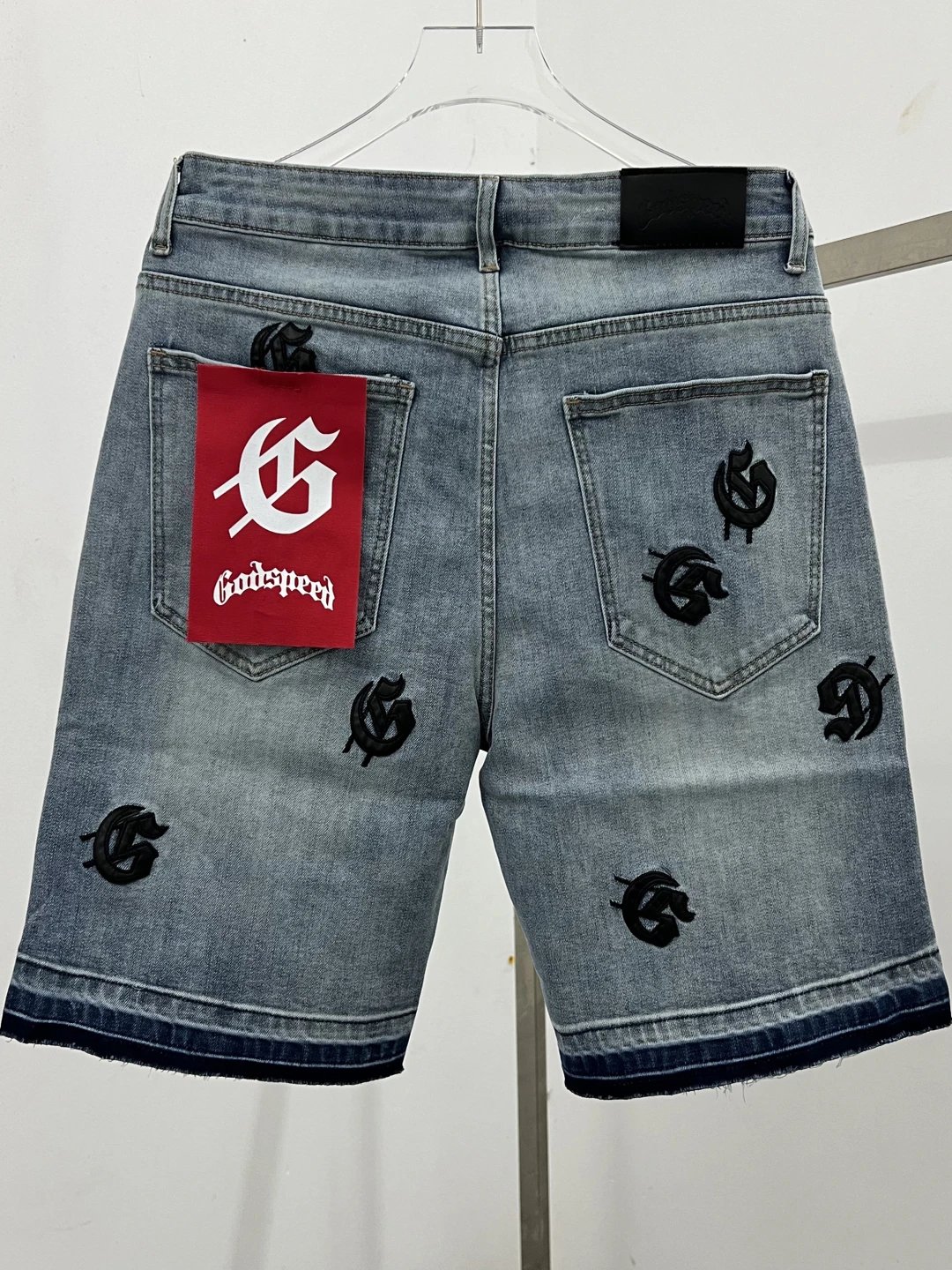 Godspeed Embroidered Logo Denim Shorts Black - 3