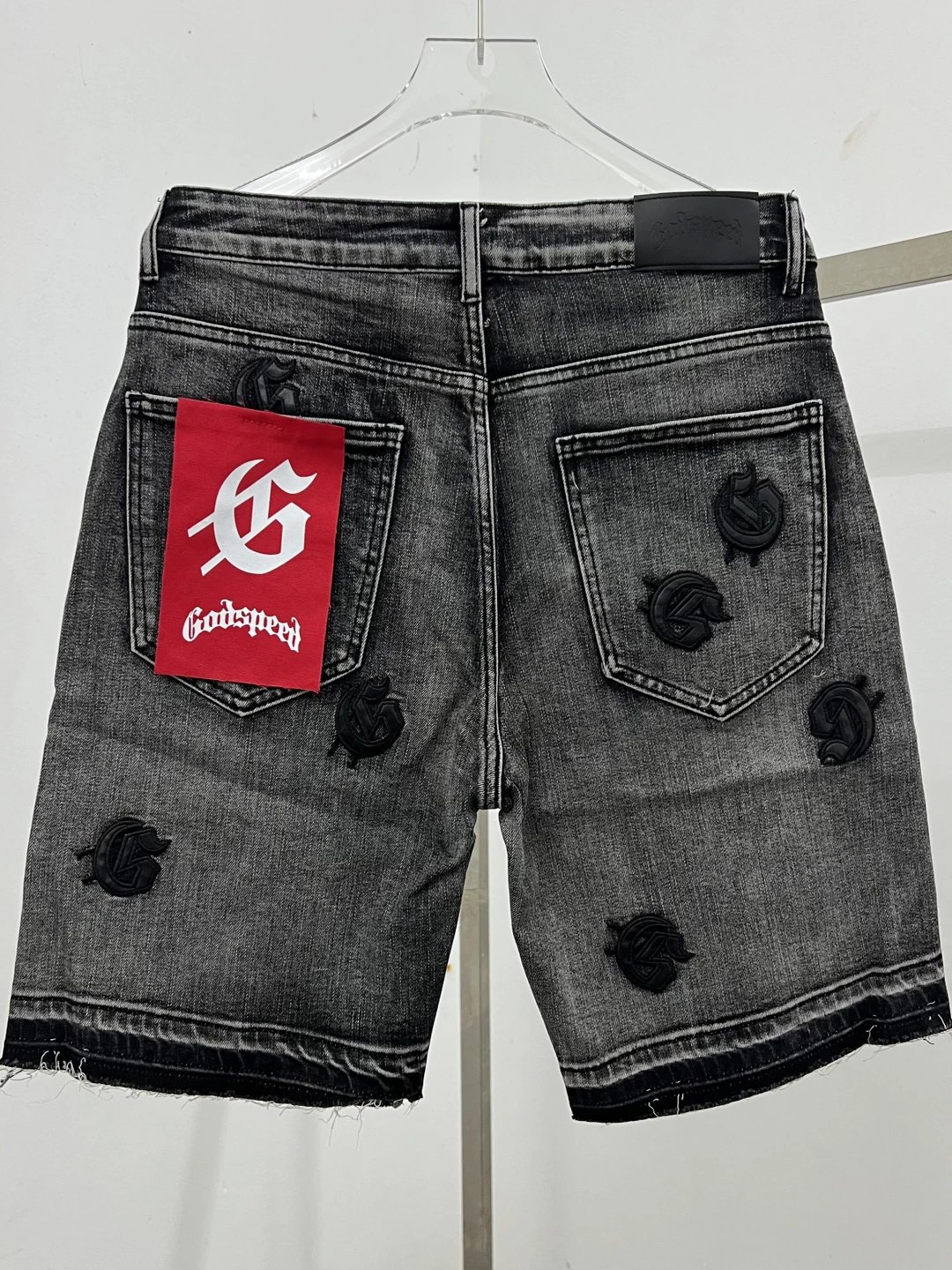 Godspeed Embroidered Logo Denim Shorts Black - 4