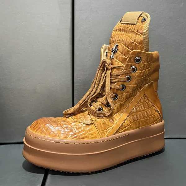 Chrome Hearts Croc-Embossed High-Top Platform Boot Tan - 1