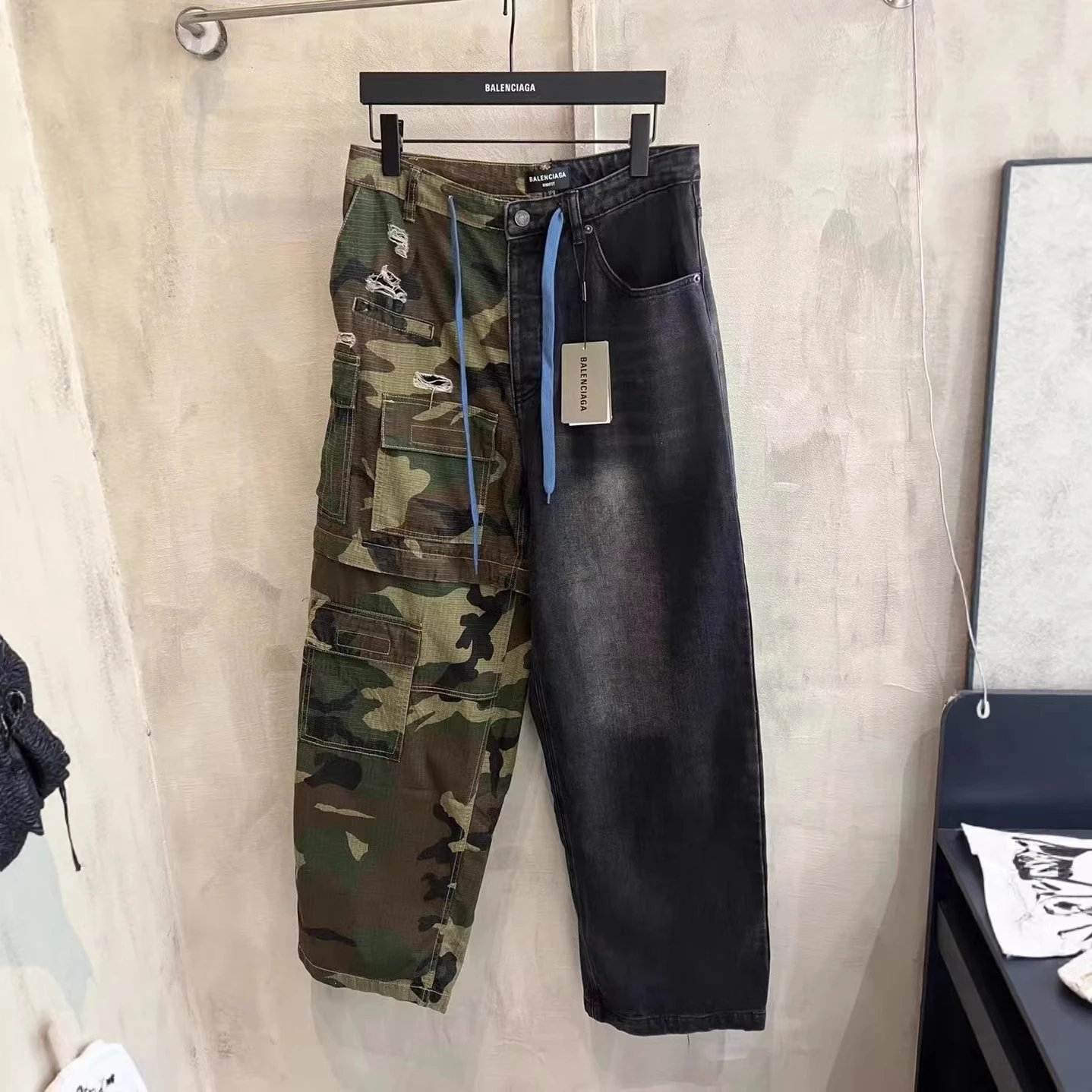 Paris B Official 2026 Bestseller Camo Patchwork Denim Jeans for Couples (Drop Shipping)