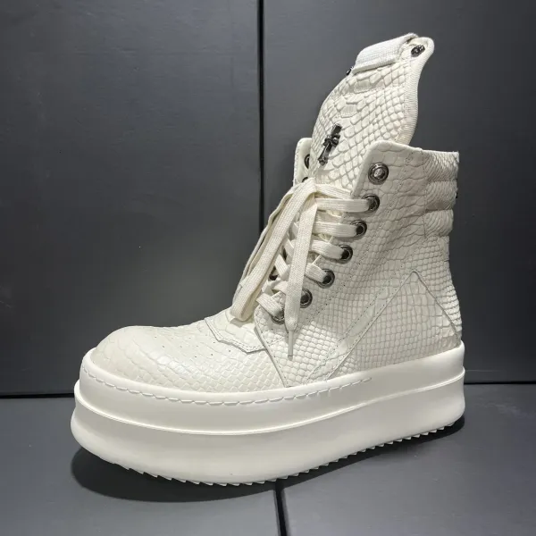 Rick Owens DRKSHDW Python-Embossed Platform Boot White - 1