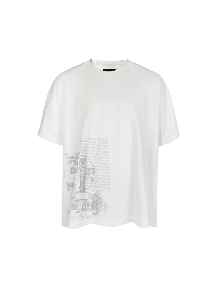 Far From What Scripture Print Oversized T-Shirt White - 5