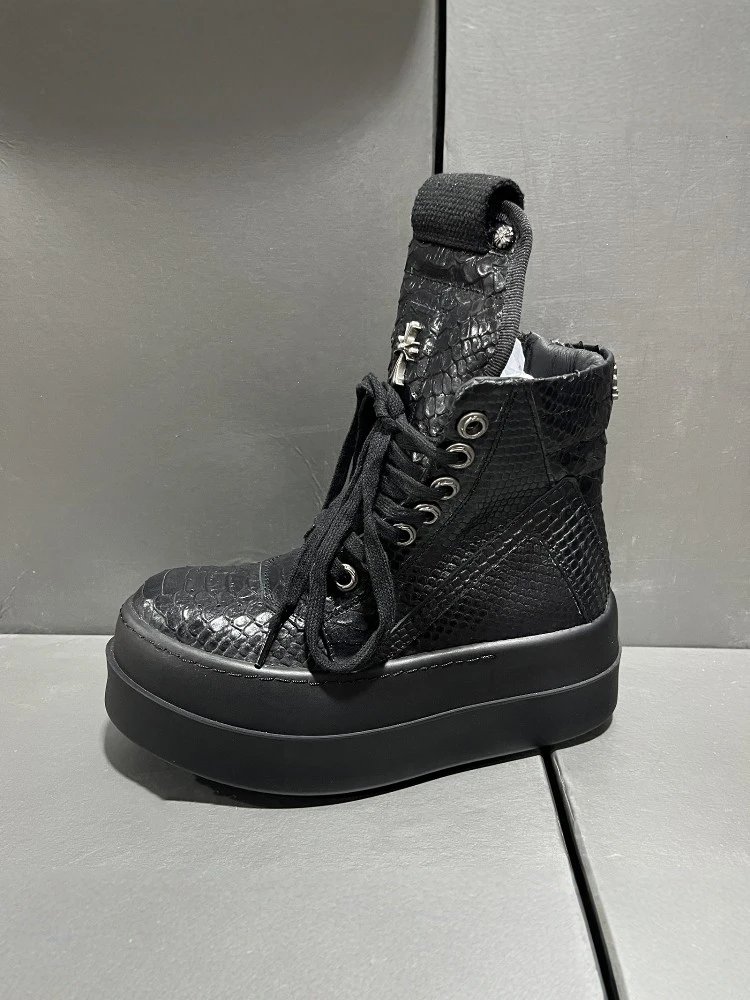 Chrome Hearts Croc-Embossed Platform Boot Black - 5