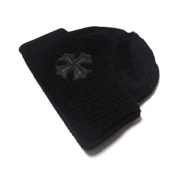 Chrome Hearts Cross Embroidered Black Beanie - 3