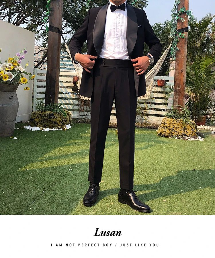 Design Lusan Tuxedo Pants Black Dress Pants - 7