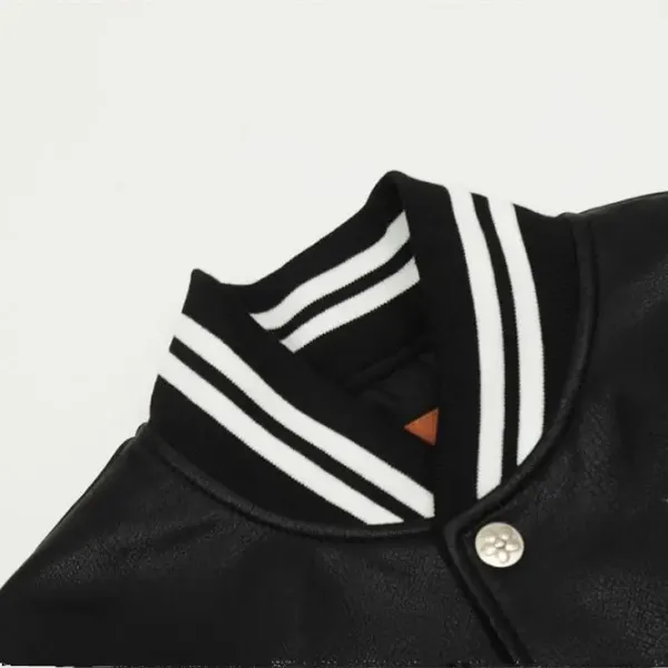Valentino Varsity Jacket Black and White Leather Jacket Outerwear - 5