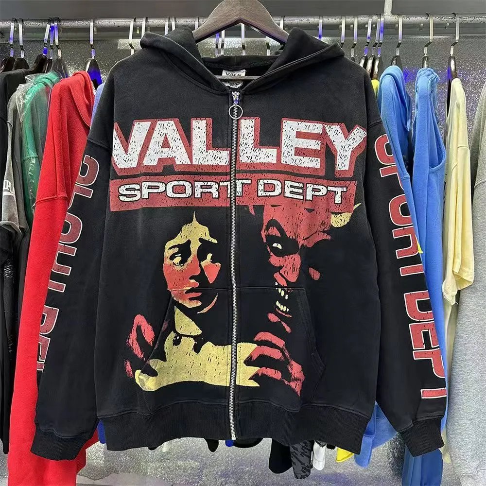Gallery Dept Valley Sport Dept Black Graphic Zip-Up Hoodie - 6