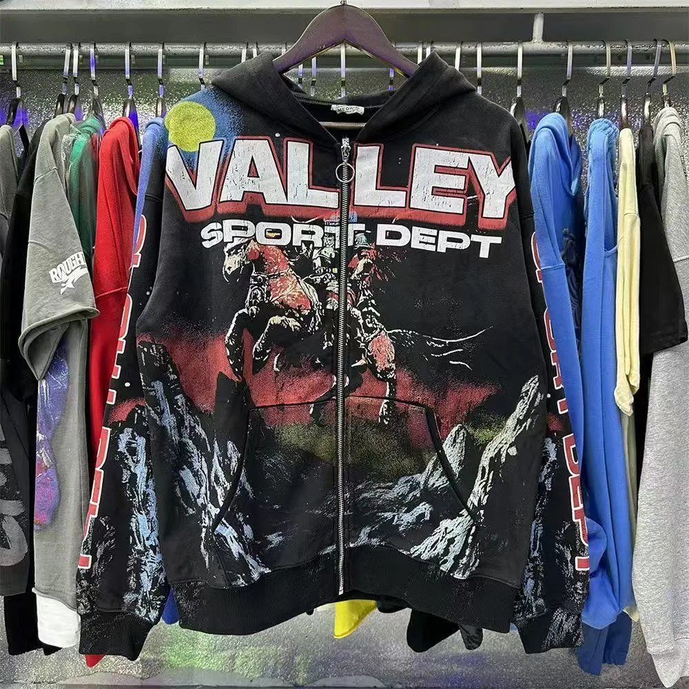 Gallery Dept Valley Sport Dept Black Graphic Zip-Up Hoodie - 11