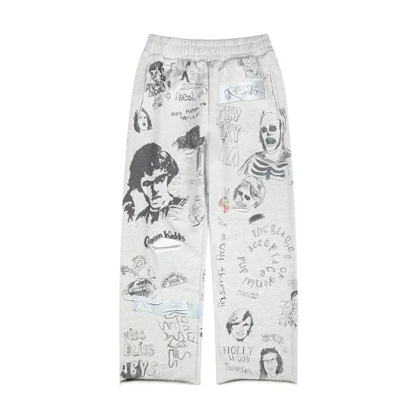 Design Graffiti-Print Sweatpants Gray - 1