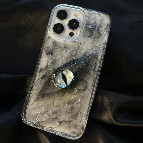 Design Custom Eye Motif Resin Phone Case Transparent Black Phone Case - 2