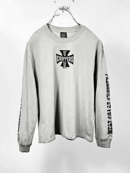 Design West Coast Choppers Saint Long Sleeve T-Shirt Gray T-Shirts - 1