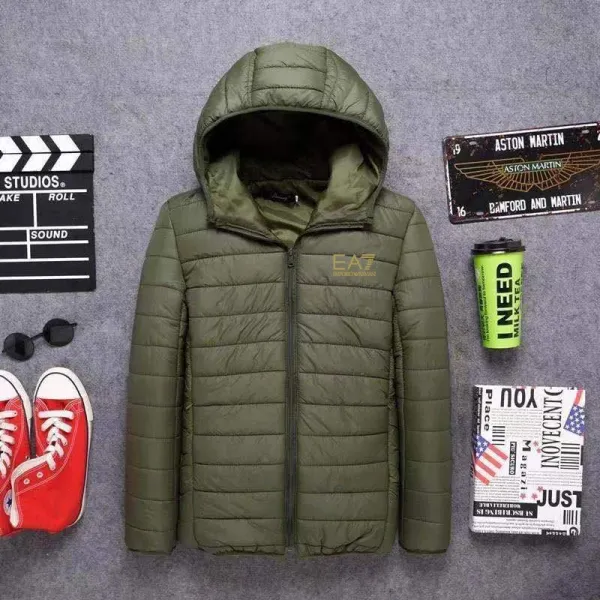 Emporio Armani EA7 Emporio Armani Lightweight Quilted Hooded Jacket Burgundy Outerwear - 3