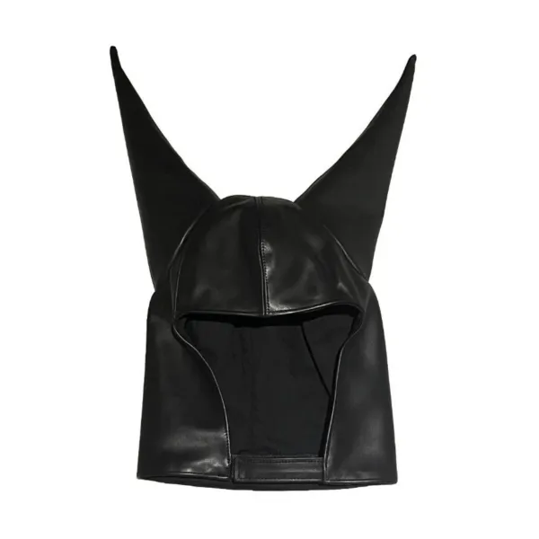 Design Leather Horned Hood Black Accessory - 3