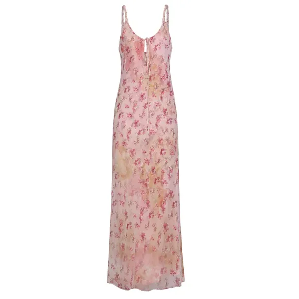 Design Floral Print Slip Dress Pink Multicolor - 1