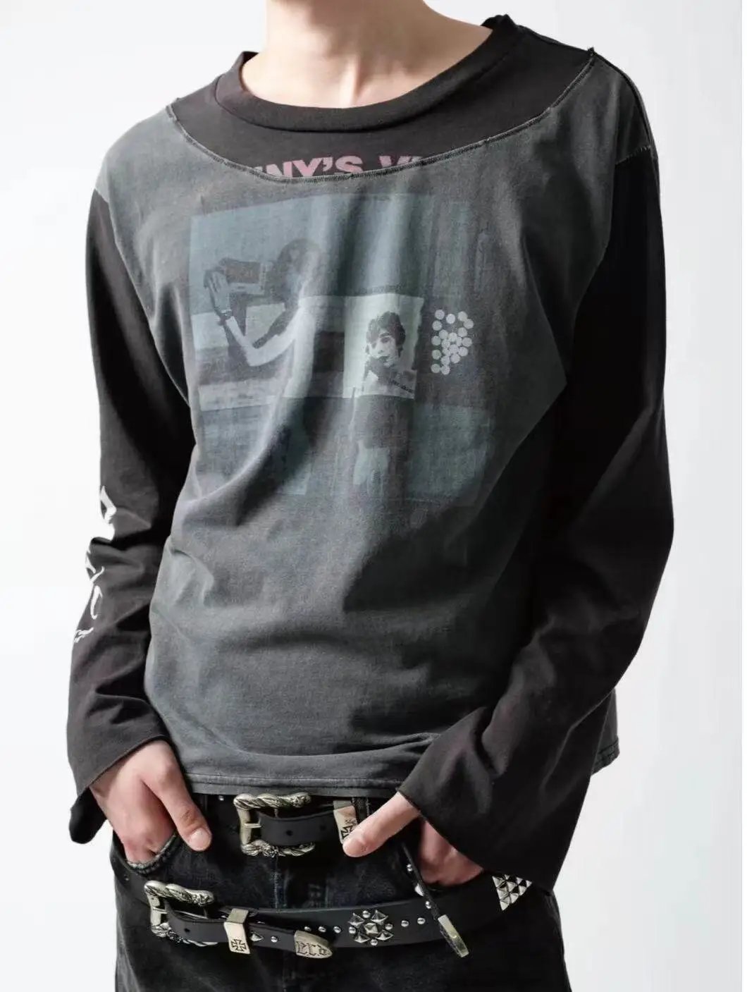 ERD25SS Benny Vidro Photographic Exposed Stitch Splice Long Sleeve