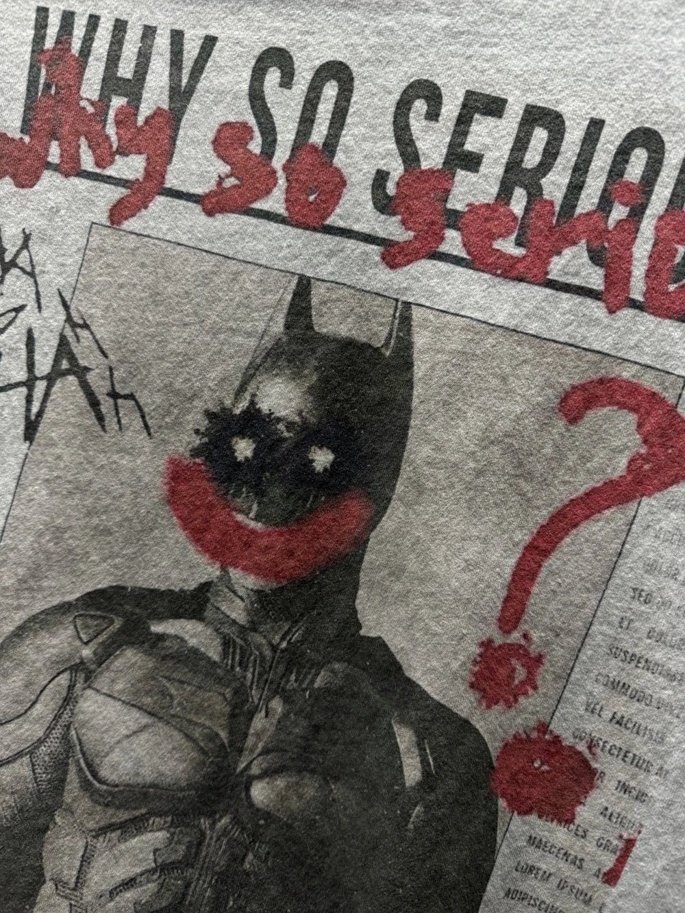 Design The Dark Knight 'Why So Serious?' Cut-Off Sleeve T-Shirt Gray - 4