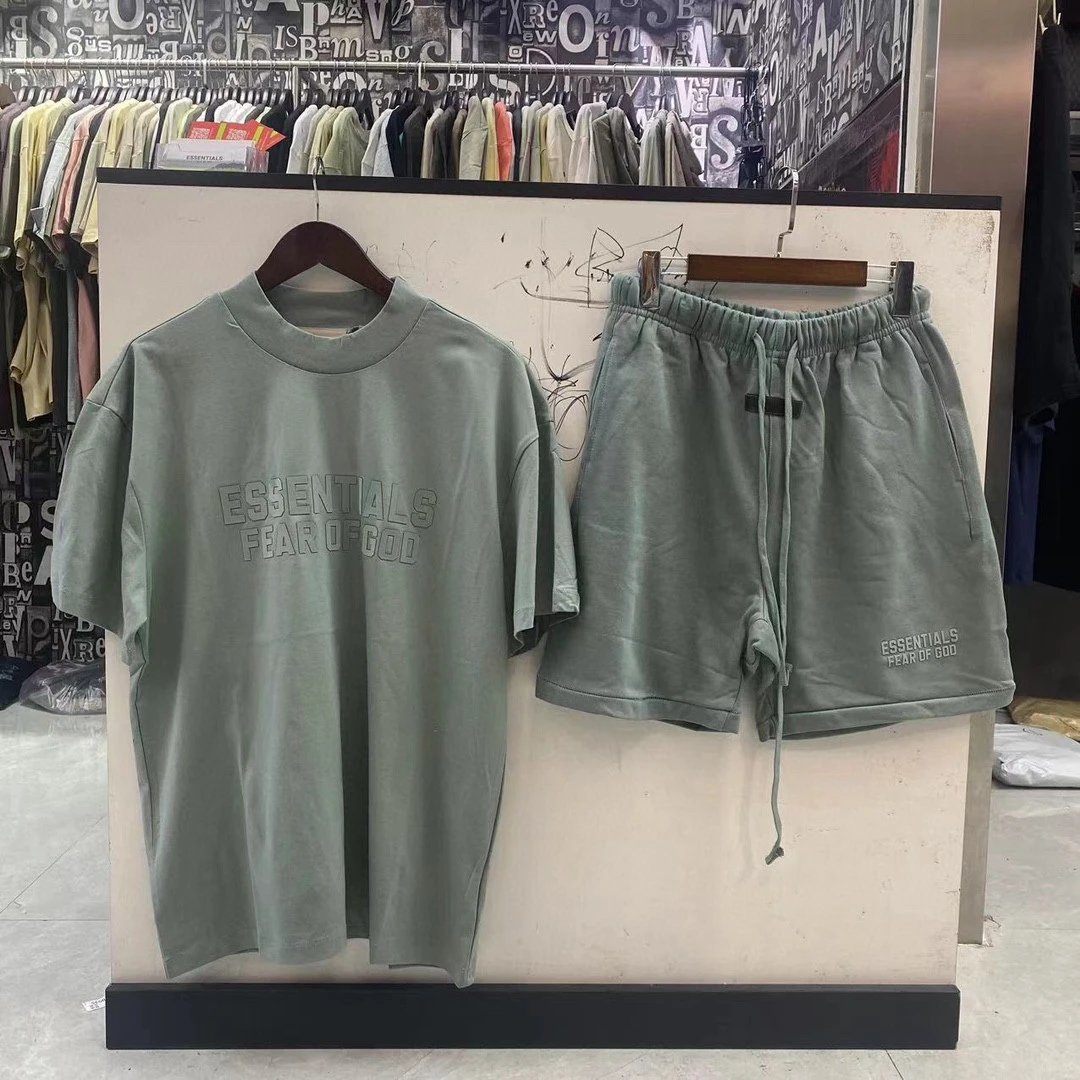 Fear of God Essentials Oversized T-Shirt and Drawstring Shorts Set Sage Green - 3