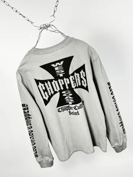Design West Coast Choppers Saint Long Sleeve T-Shirt Gray T-Shirts - 3