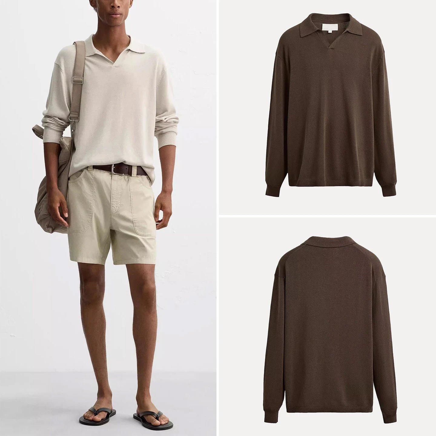 Cabinet 409! 2025 Fall New Men's Casual Daily Minimalist Knit Long Sleeve Polo Shirt 2893305