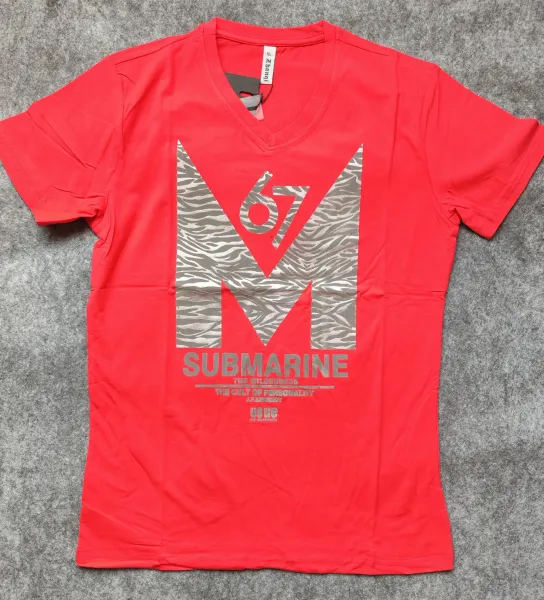 Design Submarine M67 V-Neck Graphic Tee Red T-Shirts - 1